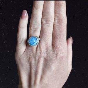 Handmade Ring with a Light Blue Stone